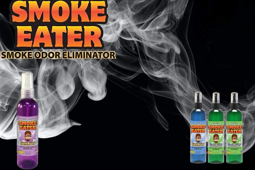 Smoke Eater Odor Eliminator Spray & Air Freshener, Lavender, 4 oz | Cigarette, Cigar, Cannabis & Tobacco, For Car, Home, Clothes, Travel Size, Tea Tree Oil Formula, Non-Aerosol Pump Spray