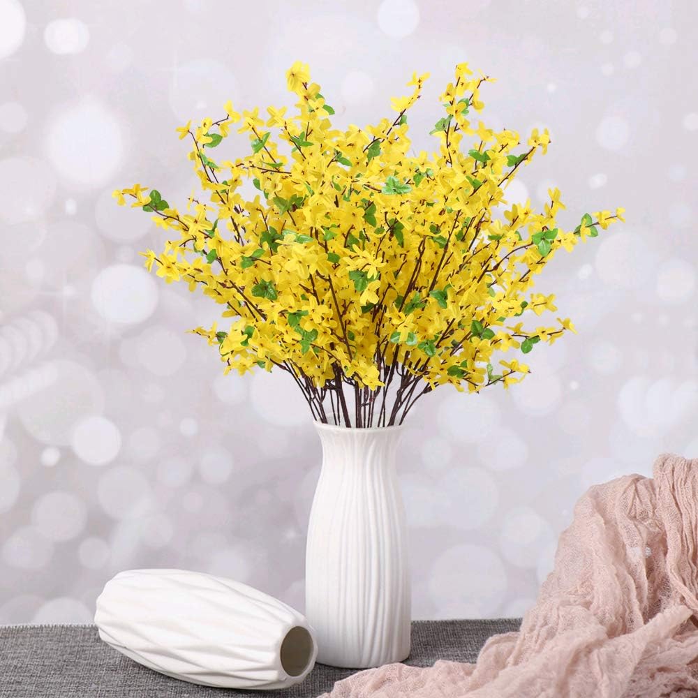 6Pcs Yellow Artificial Flowers 25.5in Long Stem Forsythia Branches