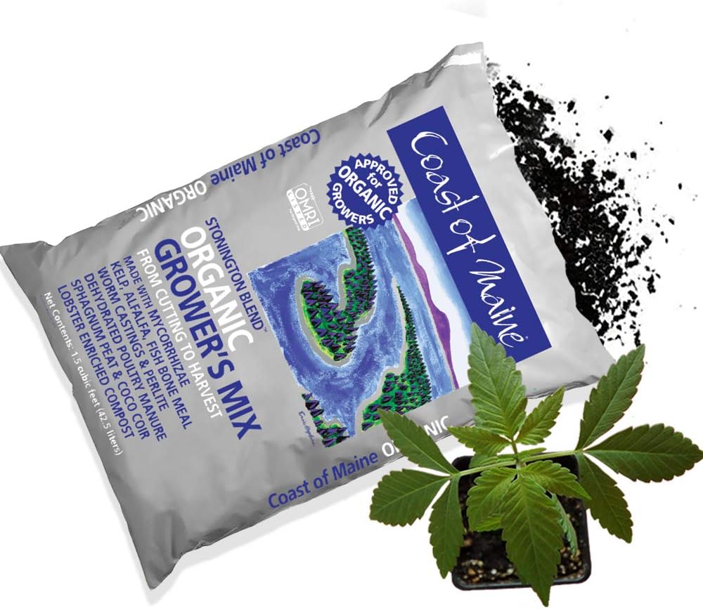 Coast of Maine CMSBO15 Stonington Blend Organic Growers Potting Soil Mix with All Natural Oceanic Ingredients for Planters and Pots, 1.5 Cubic Feet
