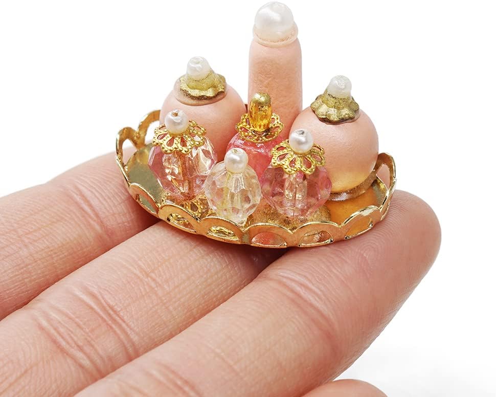 Odoria 1/12 Miniature Perfume Tray Dollhouse Decoration Accessories, Pink