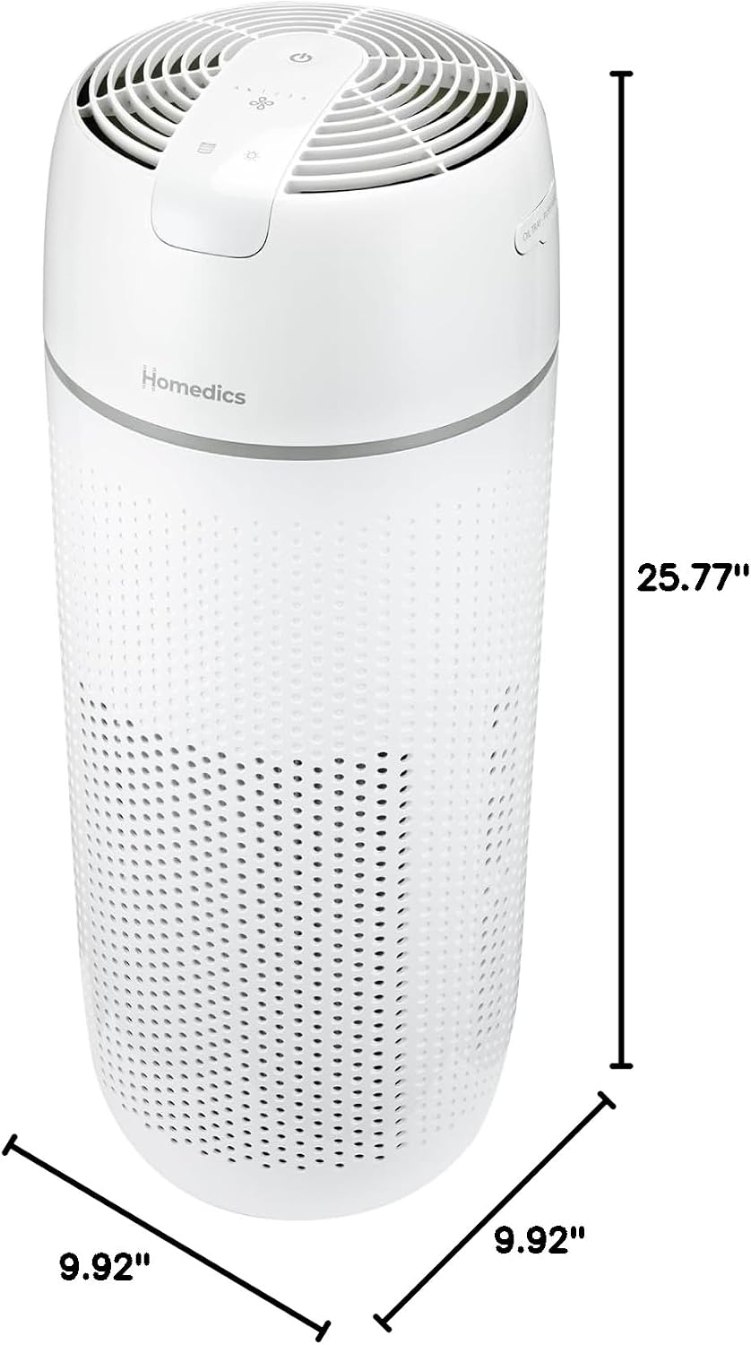 Homedics 5-in-1 PetPlus UV-C Air Purifier, HEPA Filter for 266 Sq Ft Room