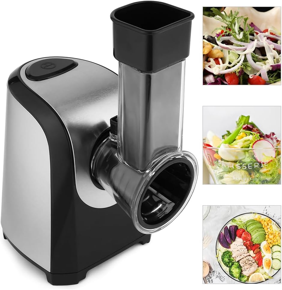 Electric Cheese Grater and Slicer Shredder for Kitchen, 150W 5 Cones | Salad Maker Grates slices shreds cheese vegetables fruits nuts