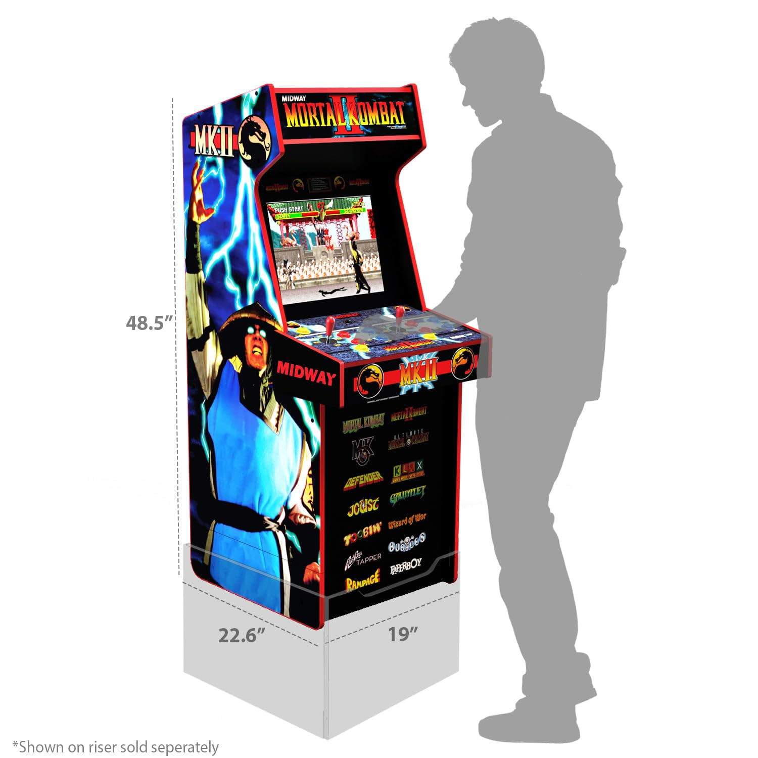 Arcade1Up Mortal Kombat At-Home Arcade System - 4ft, 1-2 Players, Black, LCD Display, Joystick & Button Control, Fantasy Theme