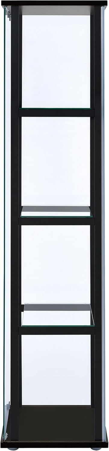 Coaster Home Furnishings Cyclamen 34-inch 3-Tier Clear Tempered Glass Curio Cabinet Display Case with Shelving Black 950179