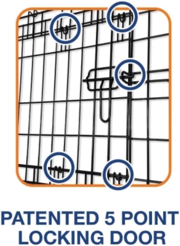 Precision Pet Products Two Door Provalue Wire Dog Crate, 24 Inch, For Pets 15-30 lbs, With 5-Point Locking System