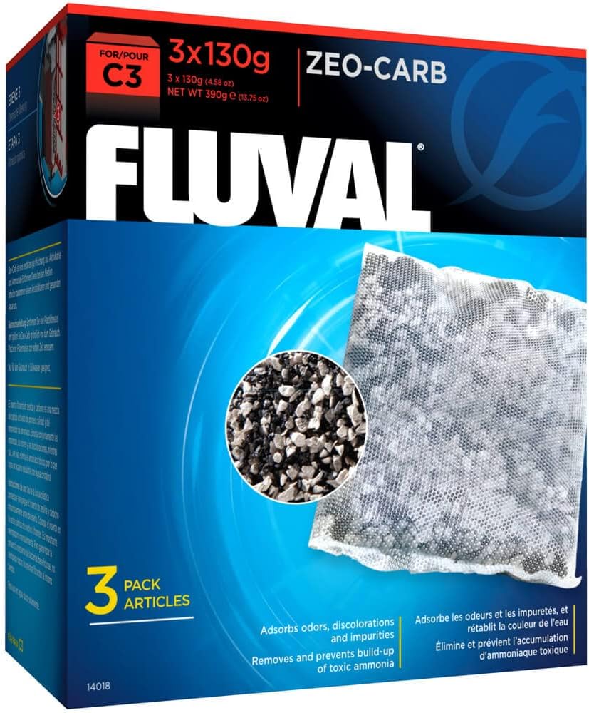 Fluval C3 Zeo-Carb, Replacement Aquarium Filter Media, 3-Pack, 14018