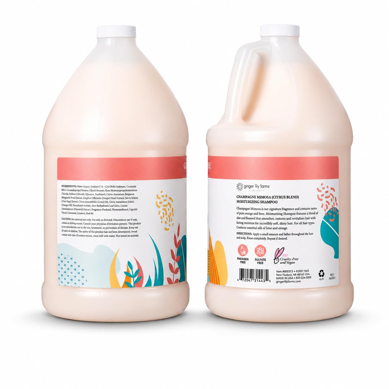 Ginger Lily Farms Botanicals Moisturizing Shampoo for All Hair Types, Coco Mango, 100% Vegan & Cruelty-Free, Coconut Mango Scent, 1 Gallon (128 fl oz) Refill | for Hands, Body & Hair, Moisturizing Wash, Salon Wash, Spa Cleanser, Salon & Spa Essentials, M…