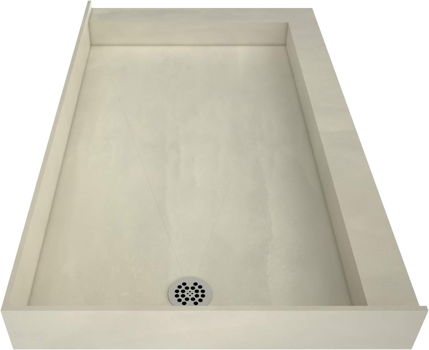 Tile Redi B3754L-DRRDPVZ Shower Pan Kit with Flashing, Left Drain- Double Curb Shower Base, 2" PVC Drain and Plate Included, 54" Width x 37" Depth