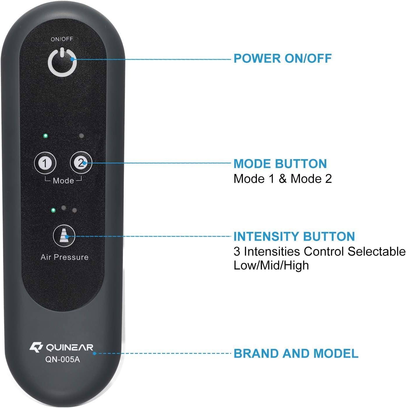QUINEAR Air Compression Leg Massager for Circulation & Pain Relief, Calf Massagers with 2 Modes & 3 Intensities