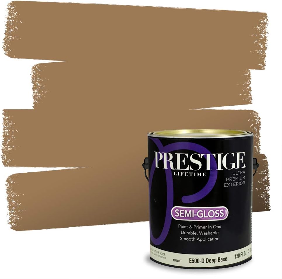 PRESTIGE Paints Exterior Paint and Primer In One, 1-Gallon, Satin, Comparable Match of Sherwin Williams* Relaxed Khaki*