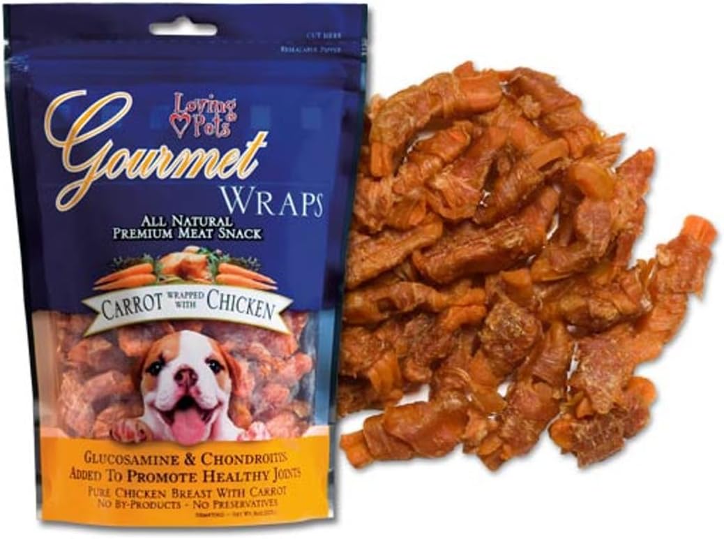 Loving Pets Gourmet All Natural Premium Sweet Potato and Chicken Wraps with Glucosamine and Chondroitin, Dog Treats, 8oz