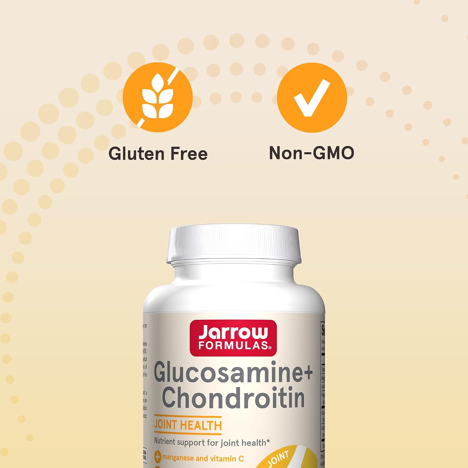 Jarrow Glucosamine + Chondroitin, Nutrient Support, 240 Capsules | Glucosamine Chondroitin Capsules, Dietary Supplement To Support Joint Health With Vitamin C & Manganese, 60 Servings