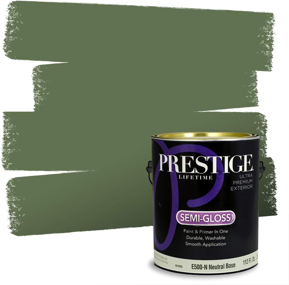 PRESTIGE Paints Exterior Paint and Primer In One, 1-Gallon, Semi-Gloss, Comparable Match of Sherwin Williams* Shamrock*