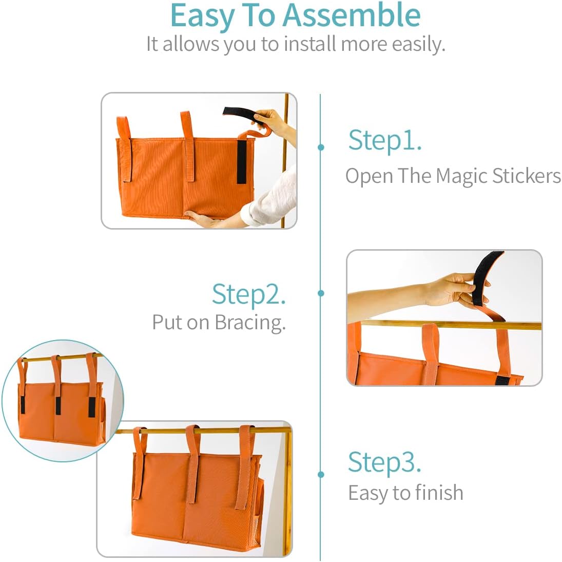 Bseash Bunk Bed Organizer, Bedside Caddy Hanging Bed Organizer Storage Bag 8 Pockets, for College Dorm Rooms Bed, Hospital Bed, Baby Bed Rails