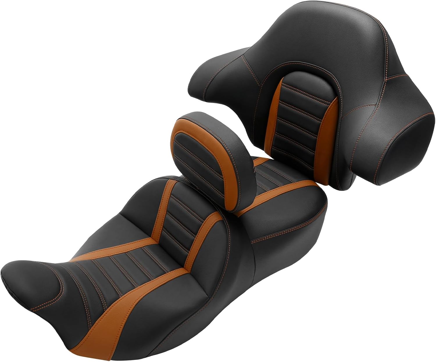 Rider Passenger One-Piece Two-Up Seat Driver Rider Backrest Wrap Around Backrest Pad Fit For Harley 2014-2023 Touring Road King Street Glide Road