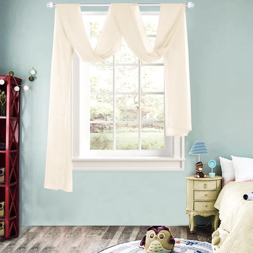 HUTO Light Pink Sheer Window Scarf Valances for Girls Room Sheer Soft Voile Curtain Scarves for Wedding Party 216 Extra Long