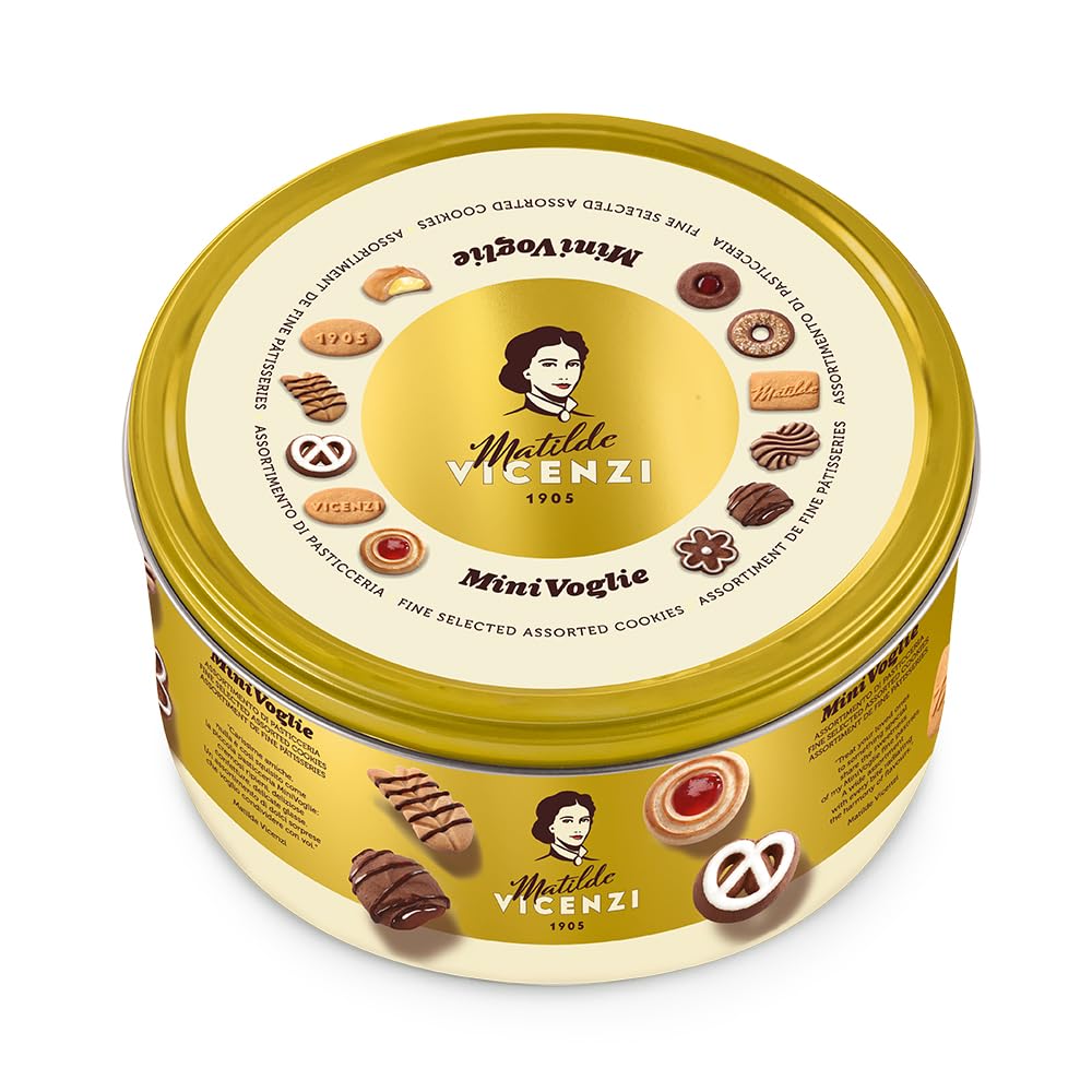 Matilde Vicenzi Minivoglie Butter Cookies Tin - Italian Pastry Assortment, Traditional Holiday Cookie Gift for Hosts, Birthdays - 500 g