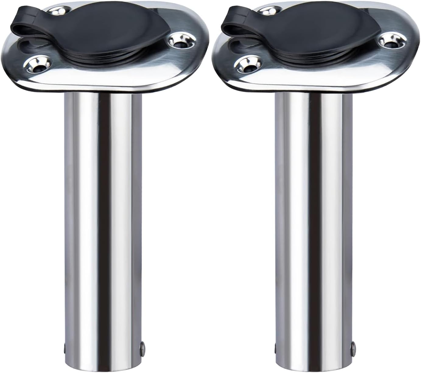 Hoffen 2Pcs Boat Stainless Steel Fishing Rod Holder Flush Mount 15/30/90 Degree with PVC Cap,Inner Tube and Gasket