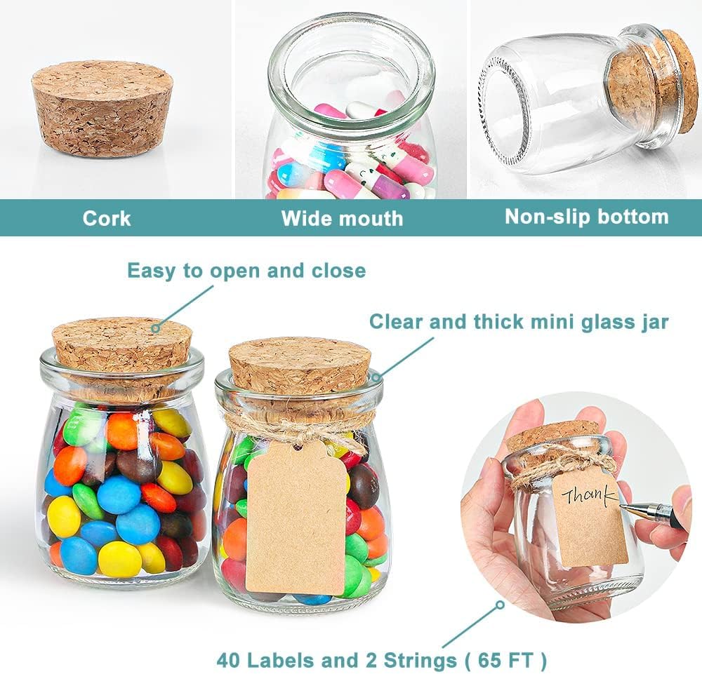 Ritayedet 3.4 Oz Small Glass Jars With Lids, 40 Pack Wedding Favors