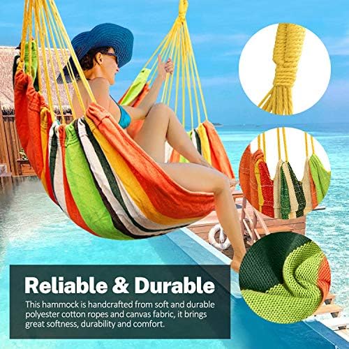 KPX Ourdoor Hanging Hammock Chair – Comfortable Tree Swing Chair Large Size 110X130cm（Without Pillows） - 330 Lbs Weight Capacity (Dark Gray)