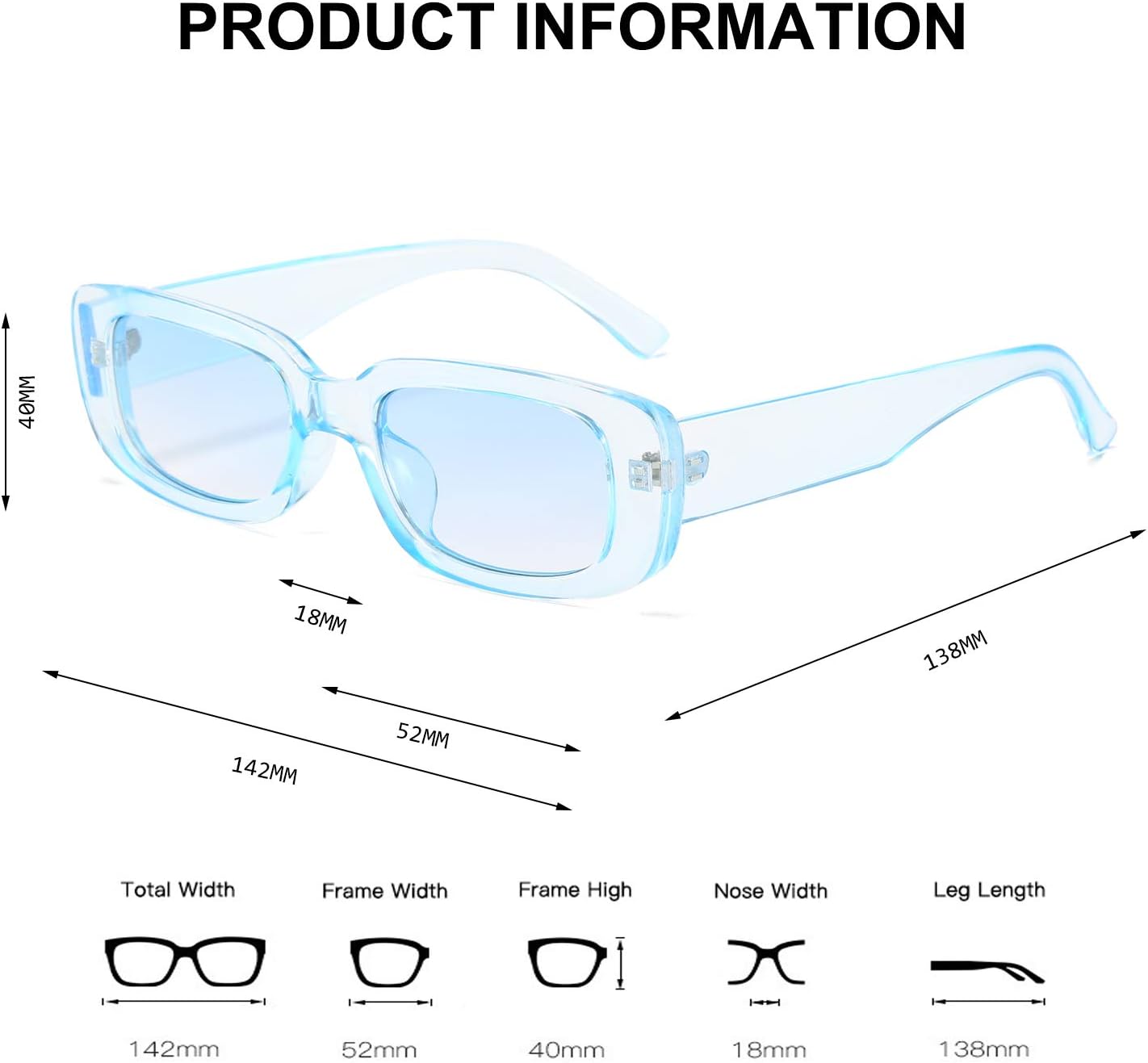 BUTABY Rectangle Sunglasses for Women Retro Driving Glasses 90’s Vintage Fashion Narrow Square Frame UV400 Protection