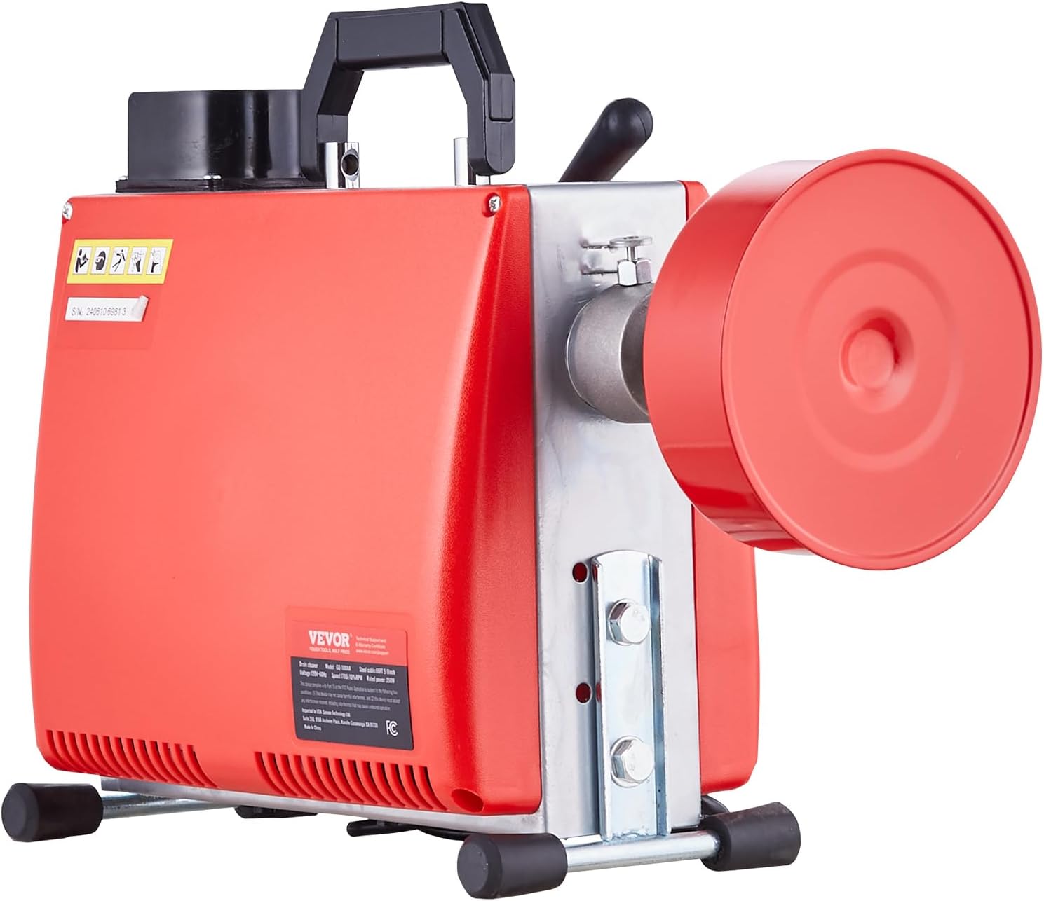 VEVOR 66FT x 5/8 Inch Drain Cleaner Machine, 250W Electric Sewer Snake Auger Manual Feed - with 7 Cutters, 2 Steel Cables (66' x 5/8" and 15' x 3/8")& CW/CCW Control for 1.6" to 4" Pipes