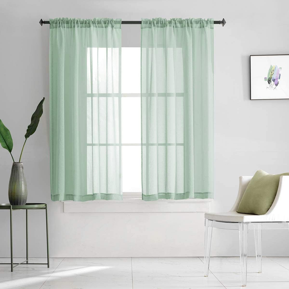 Off White Semi Sheer Curtains 72 Inches Long Faux Linen Off White Sheers Curtain for Bedroom Living Room Girls Kids Room 2 Panels 52x72 Inch Length