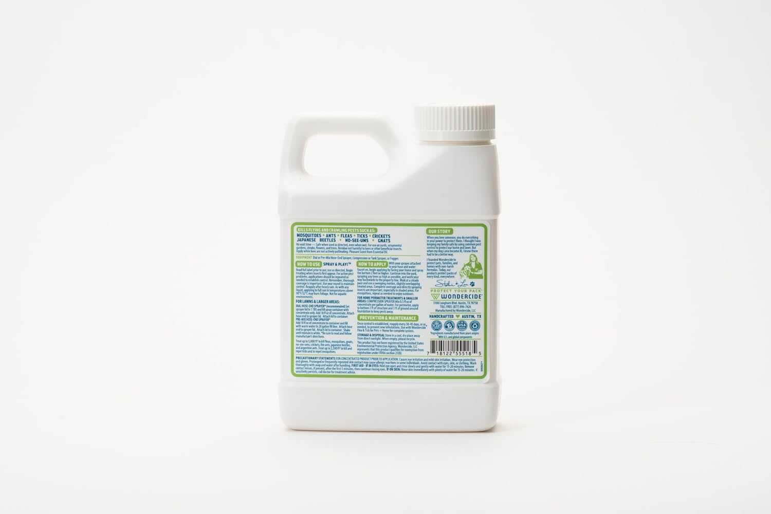 Wondercide - Outdoor Pest Control Spray Concentrate - 16 oz | With Natural Essential Oils - Mosquito, Ant, Roach, and Insect Killer, Treatment, and Repellent - Safe for Pets, Plants, Kids