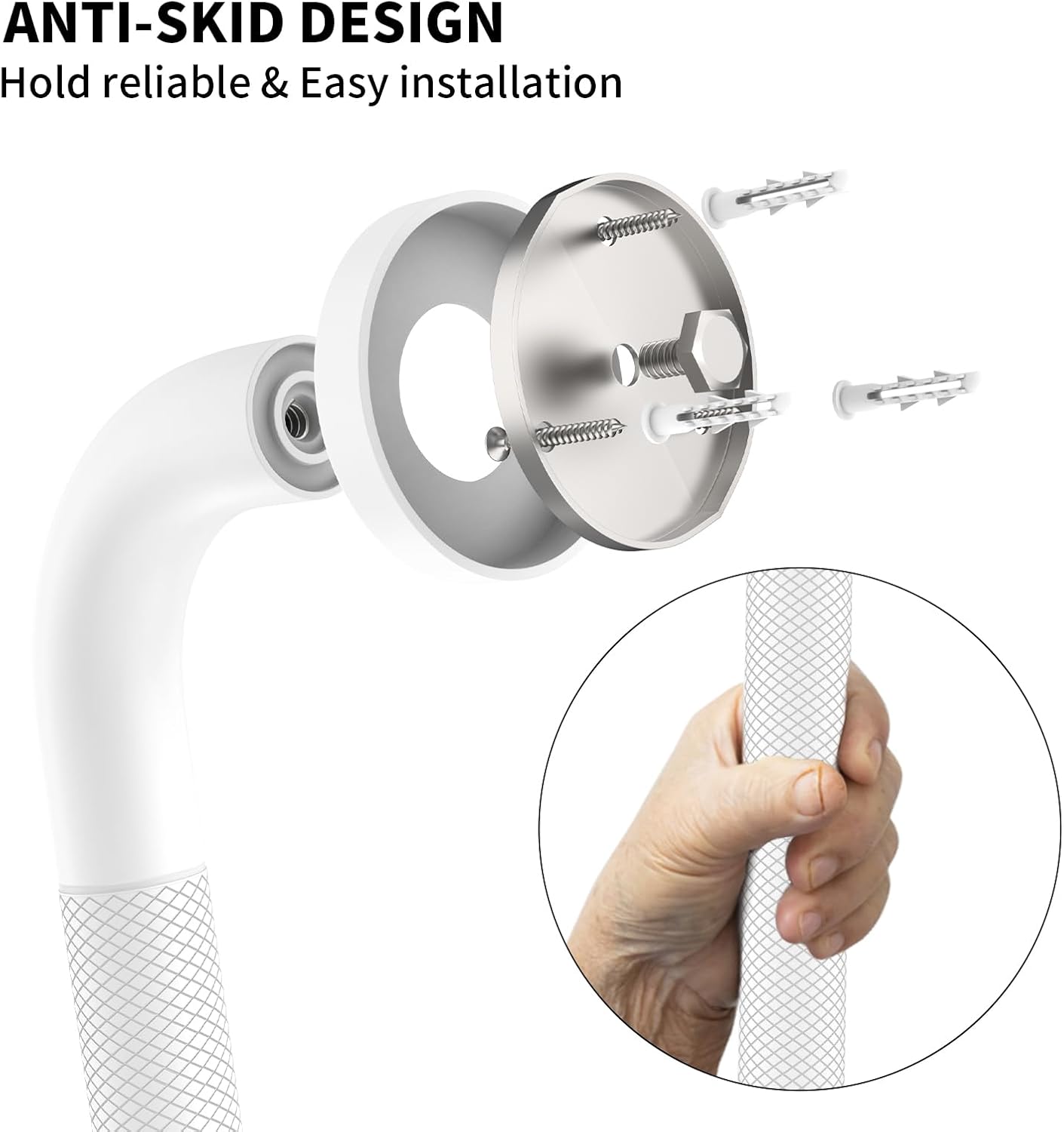 Munzong 3 Pack Commercial Handicap Grab Bars 18" 36" 42" Brushed Nickel | Bathroom Grab Bar for Shower 1.25" Diameter Anti Slip Bathroom Balance Bar Safety Hand Rail for Elderly Injury Senior