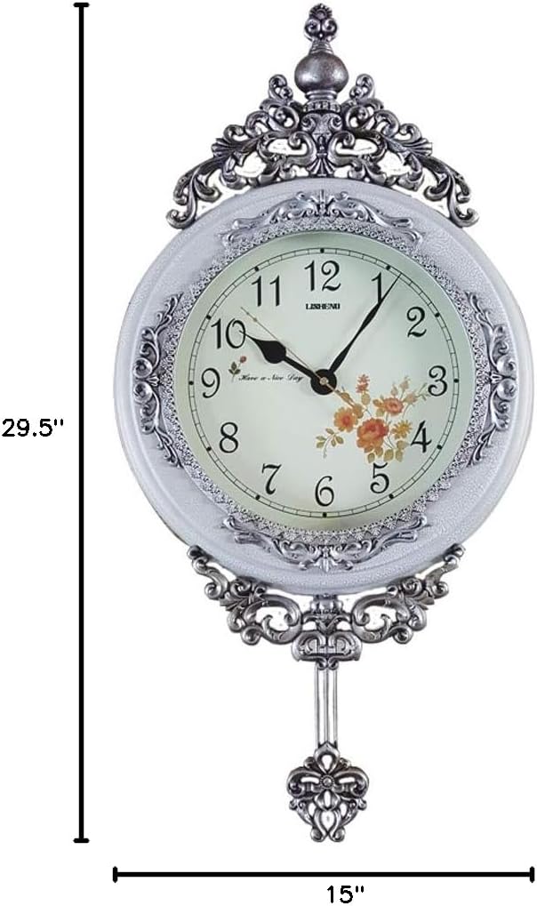 SHISEDECO 29.5" Large Vintage Antique Grandfather Pendulum Wall Clock, Blue