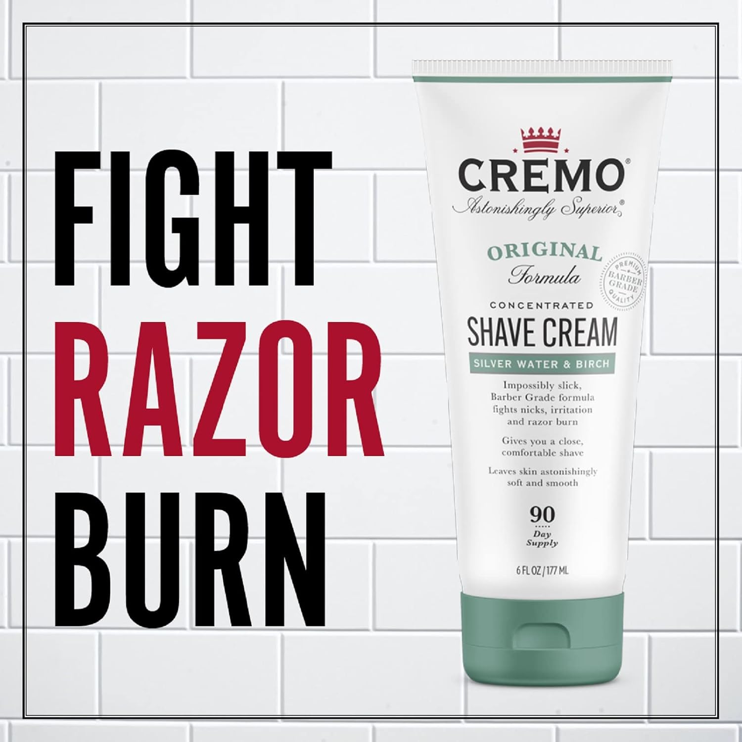 Cremo Original Shave Cream, Astonishingly Superior Ultra-Slick Shaving Cream for Men, Fights Nicks, Cuts and Razor Burn, 6 Fl Oz