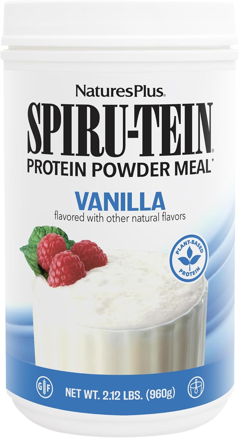 NaturesPlus SPIRU-TEIN, Vanilla - 1.06 lbs - Spirulina Protein Powder - Vitamins & Minerals for Energy - Vegetarian, Gluten Free - 16 Servings