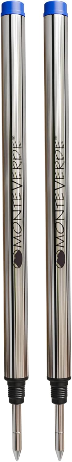 Monteverde Rollerball Refill to Fit Montblanc, Fine, Blue, 2 Pack | Rollerball refill delivers fluid ink flow, bold lines