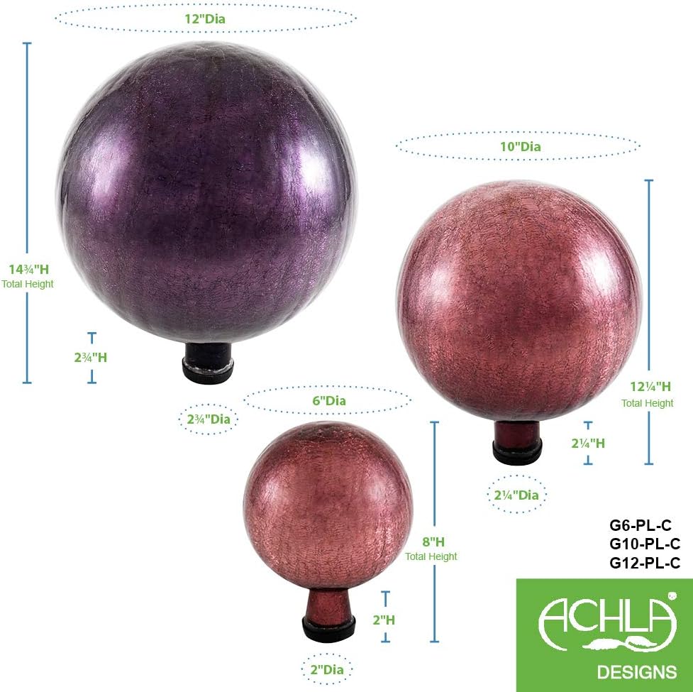 Achla Designs G10-FG-C Gazing, Fern Green 10 inch Glass Garden Globe Ball Sphere, 10