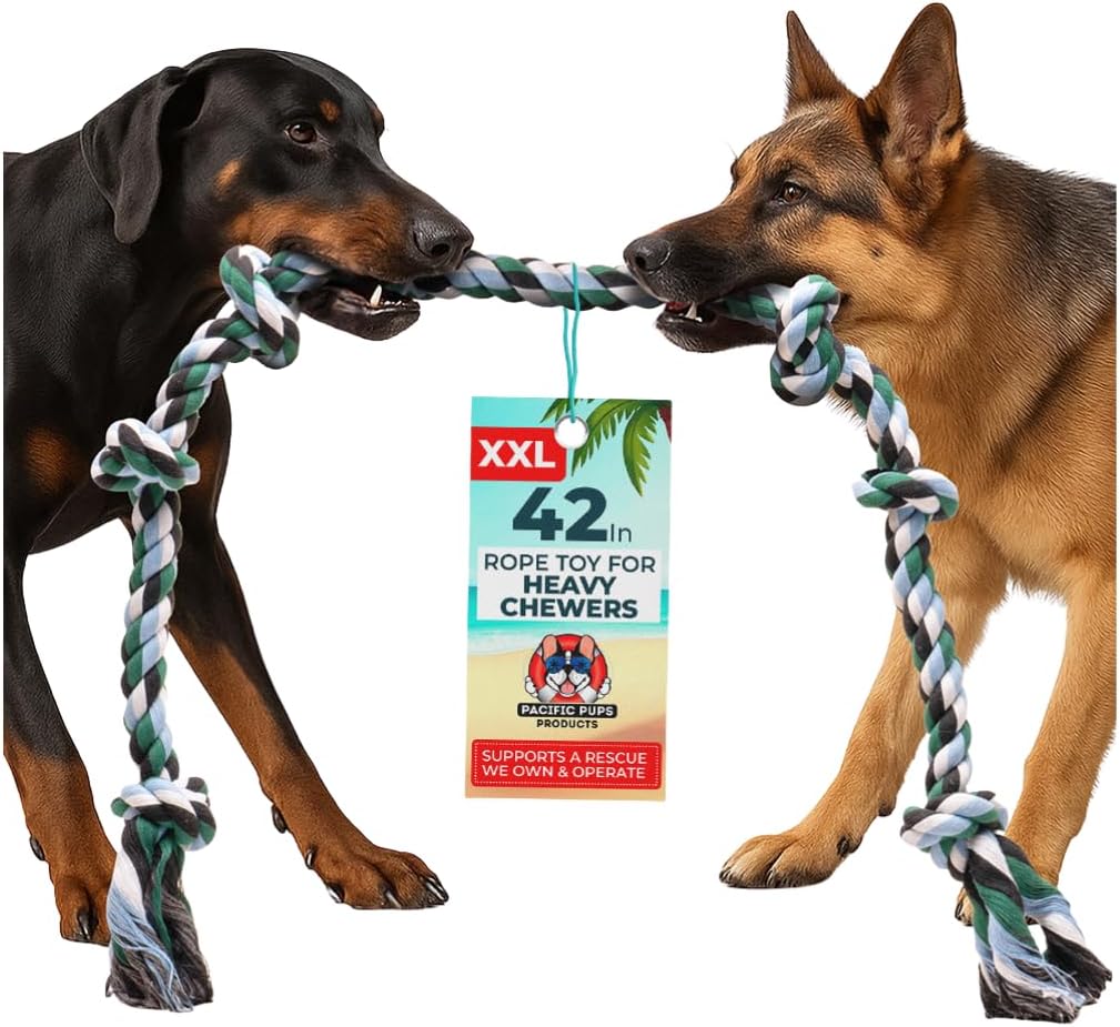 Pacific Pups Products Giant Dog Rope Toy, 42 Inch Tug of War Rope, Green