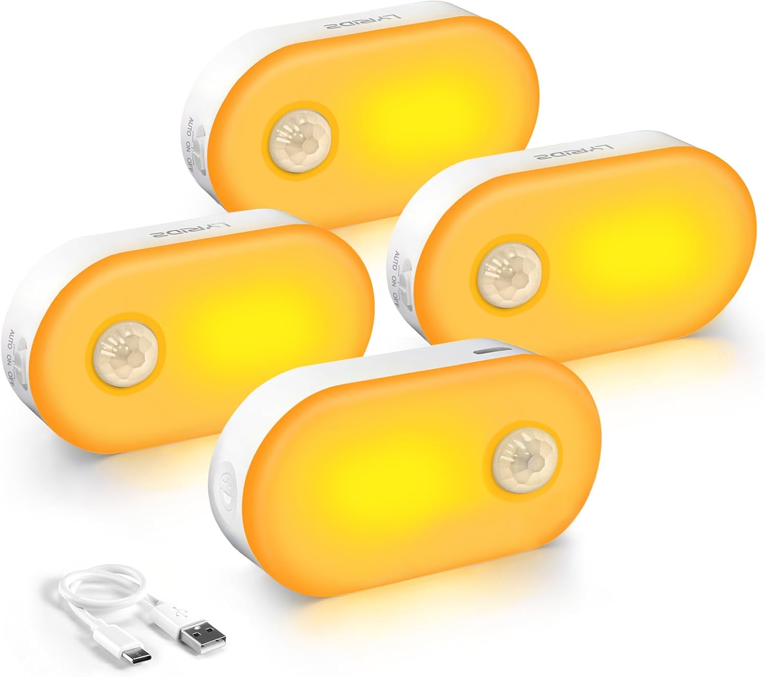 Lyridz Rechargeable Battery Night Light with Motion Sensor, 4-Pack