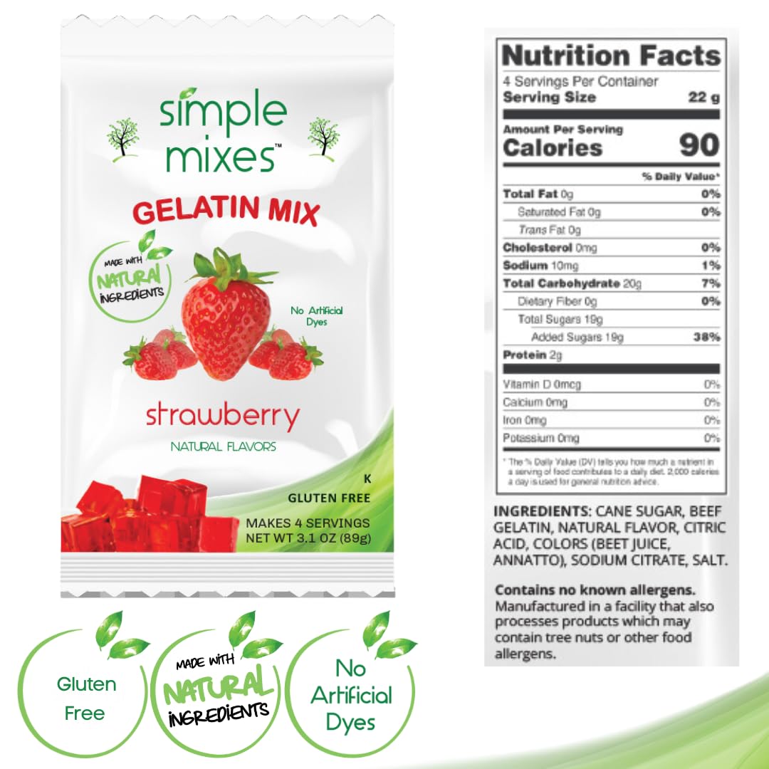 Simple Mixes Natural Gelatin Dessert, Lime, Kosher, 6 Pack of 3.1 oz each