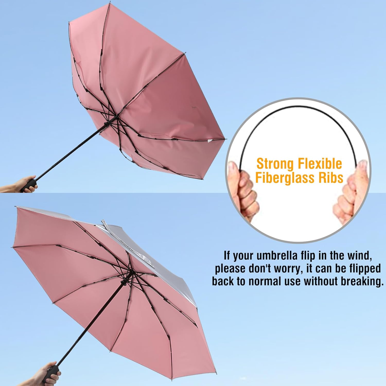 G4Free UPF 50+ UV Protection Travel Umbrella 42/46 Inch Auto Open Close