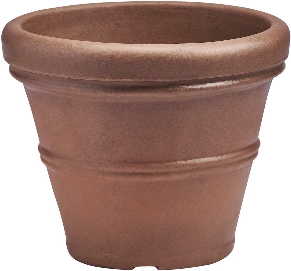 Crescent Garden Brunello Classic Gray Rolled Rim Planter Pot, Lightweight Indoor/Outdoor Weather-Safe Round Plant Pot, 27''W (Weathered Concrete)
