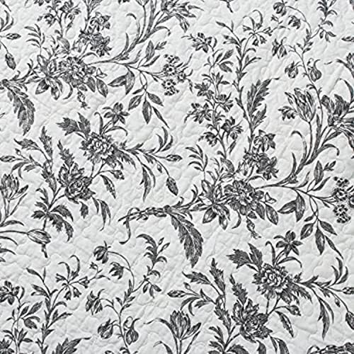 Laura Ashley – Queen Quilt Set, Soft & Lightweight Toile Bedding with Matching Shams, Reversible Floral Room Decor, College Dorm Room Essentials (Amberley Blue)
