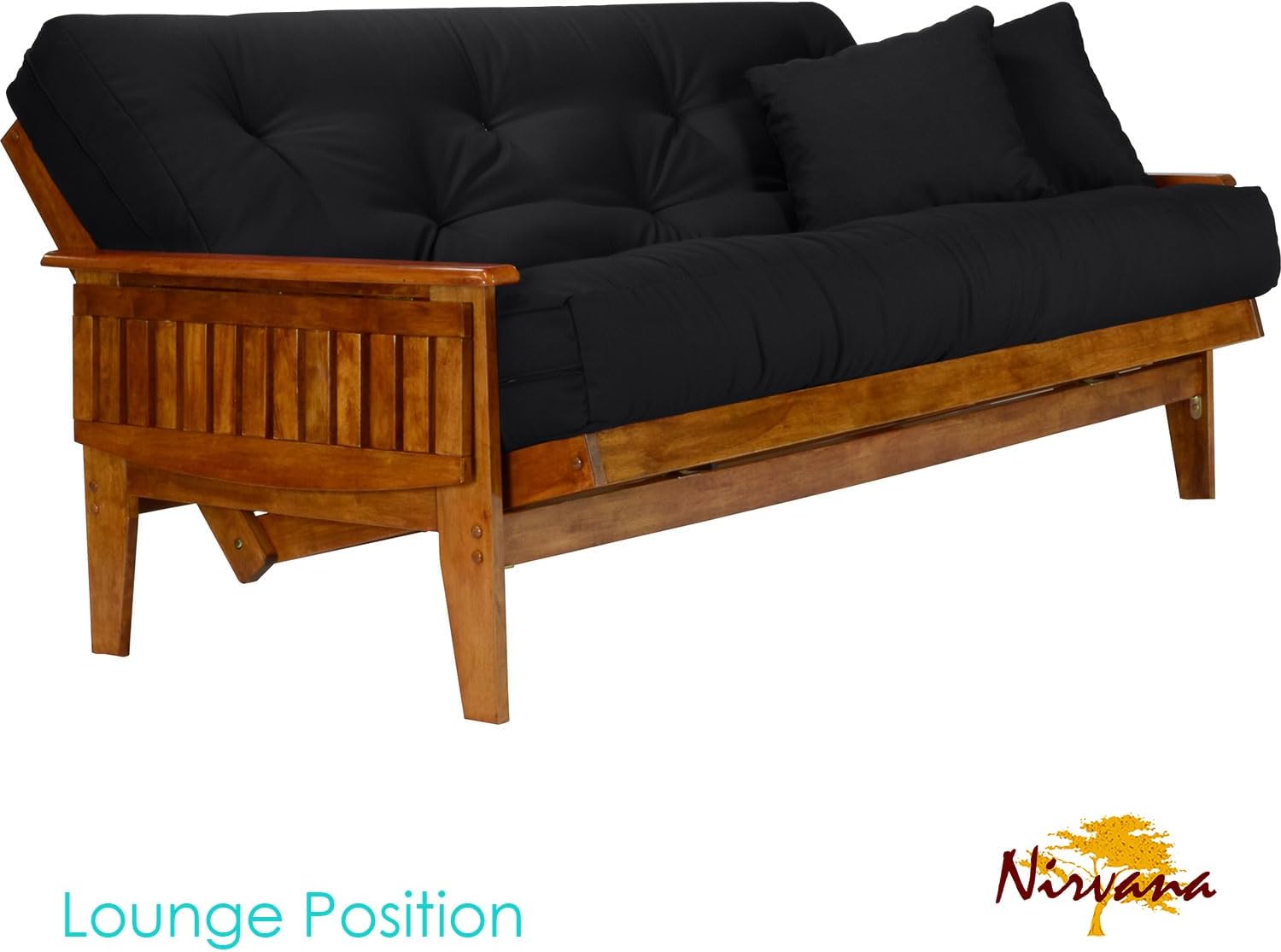 Eastridge Futon Set - Full Size, Frame, 8" Mattress, Twill Black Cover