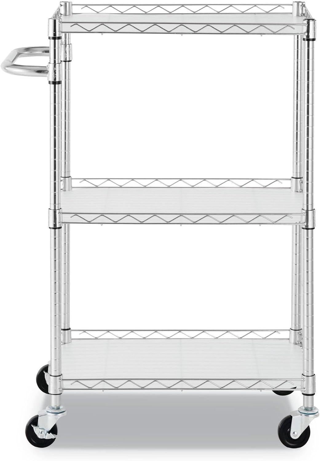 Alera ALESW322416SR 24 in. x 16 in. x 39 in. 450 lbs. Capacity 3-Shelf Wire Cart with Liners - Silver