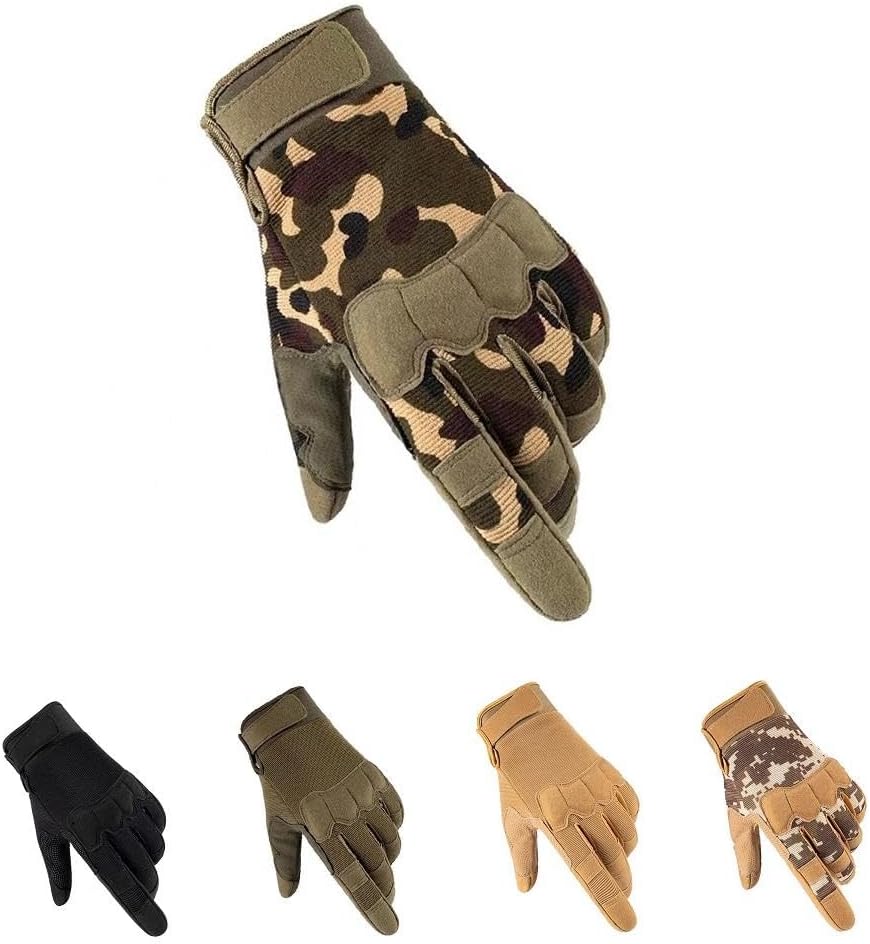 HYCOPROT Full Finger Gloves, Touch Screen Knuckle Protective Breathable Lightweight Outdoor Gloves for Shooting, Hunting, Motorcycling, Climbing