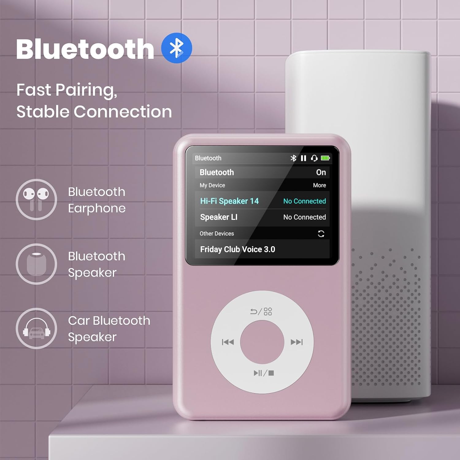 MP3 Player with Bluetooth 128GB Portable Music Digital Players Supports Playlist Audiobook Video Nice Gadget for Kids Black