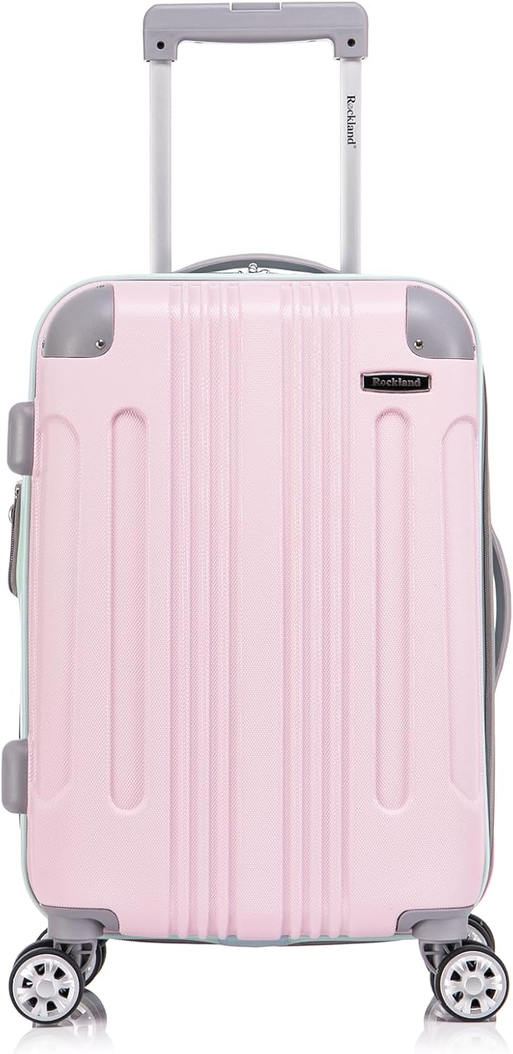 Rockland London Hardside Spinner Wheel Luggage, White, 3-Piece Set (20/24/28)