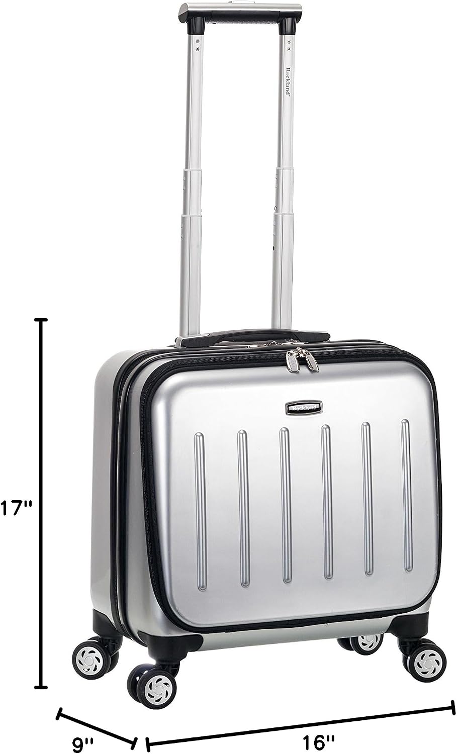 Rockland Revolution Hardside Rolling Computer Case, Carry-On, Silver
