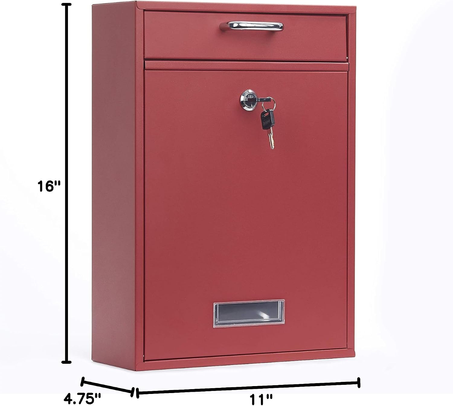 Wall Mounted Locking Vertical Dropbox Mailbox - Safe and Secure (Large) | Made with Galvanized Steel (Black)