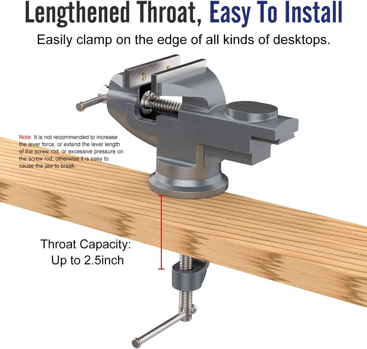 Housolution Universal Table Vise 3 Inch, 360°Swivel Base Bench Clamp