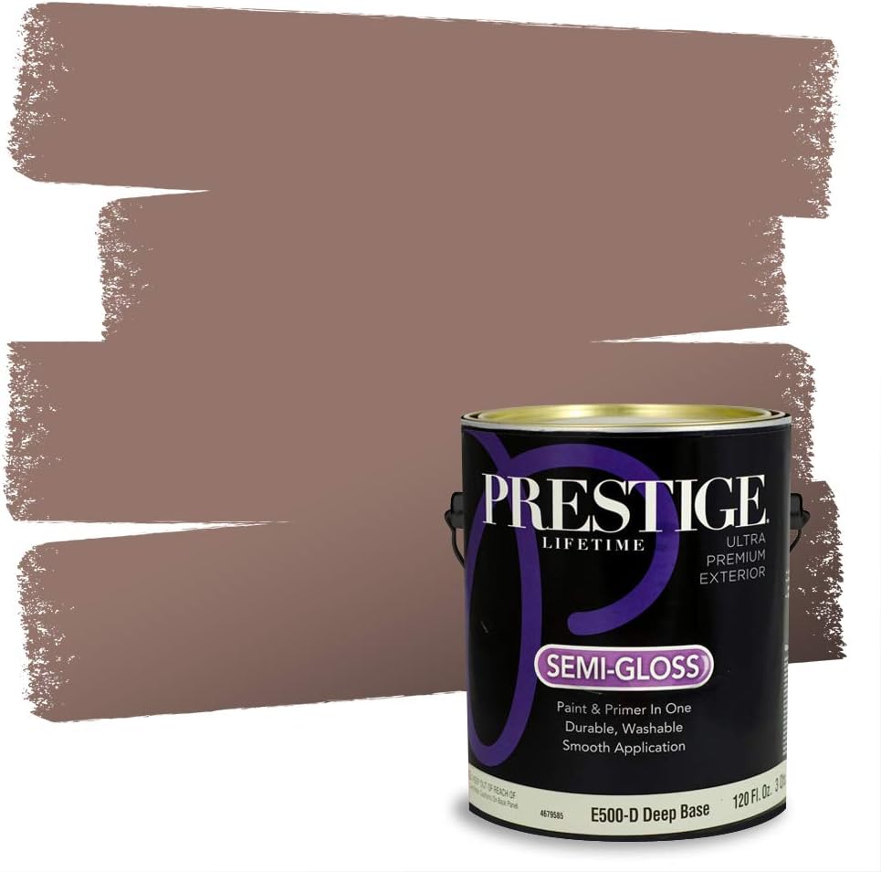 PRESTIGE Paints Exterior Paint and Primer In One, 1-Gallon, Semi-Gloss, Comparable Match of Sherwin Williams* French Roast*
