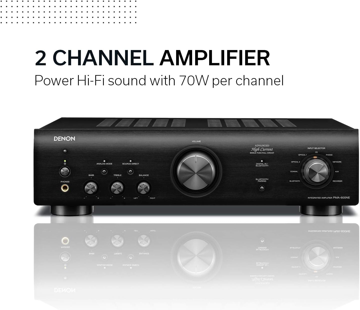 Denon PMA-600NE Bluetooth Stereo Amplifier, 2 Channel Amplifier Home Audio